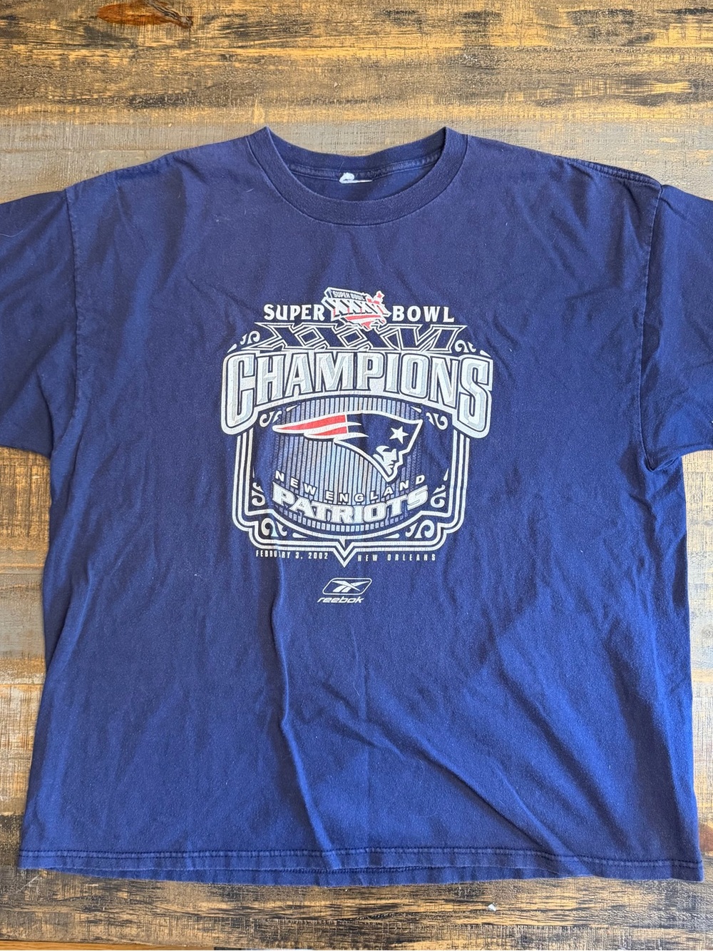 Vintage Y2K Reebok New England Patriots 2002 Super Bowl Champions tshirt